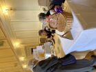 Buying raffle tickets on arrival, and hoping to win one of the lovely arrangements